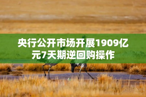 央行公开市场开展1909亿元7天期逆回购操作