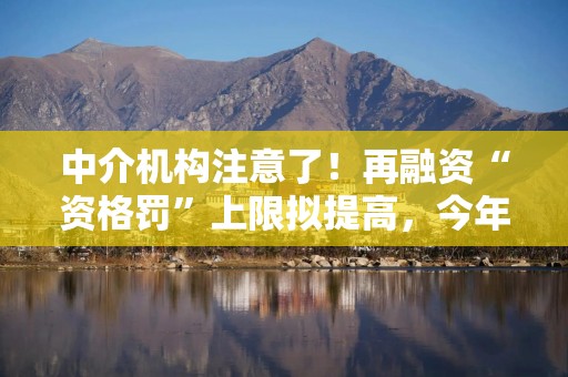 中介机构注意了！再融资“资格罚”上限拟提高，今年已有从业人员被“顶格罚”